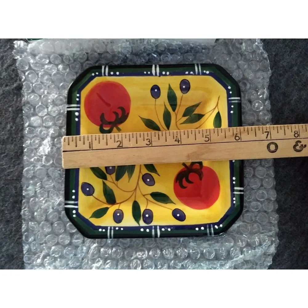 Olive Oil Dipping Bowl Ceramic Dish Giftco Tomato & Olive Graphics Box Lot/2 NEW